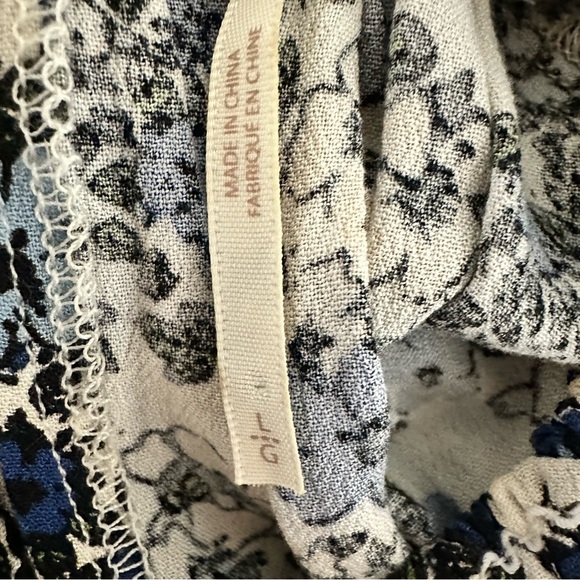 Free People Blue and Cream Floral Mini Dress L | Romantic Cottagecore Boho - Picture 7 of 10